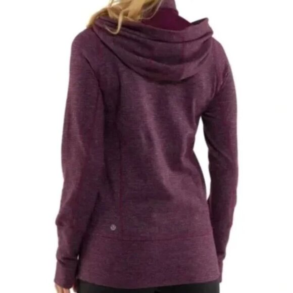 Lululemon Stride Jacket Mini Check Pique Plum Purple Size 4 Hooded Full Zip - Picture 3 of 11